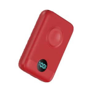 Superior 10800 mAh Magnetic Wireless Portable Charger Power Bank 20-Watt Fast Charging with LED Display in Red