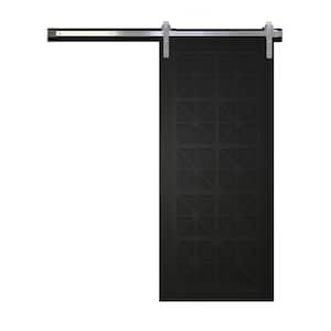 30 in. x 84 in. Lucy in the Sky Midnight Wood Sliding Barn Door with Hardware Kit in Stainless Steel