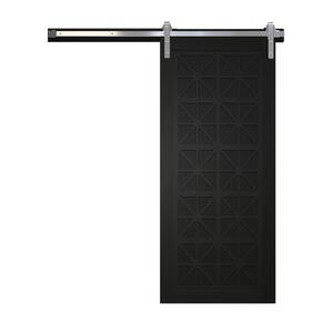 36 in. x 84 in. Lucy in the Sky Midnight Wood Sliding Barn Door with Hardware Kit in Stainless Steel