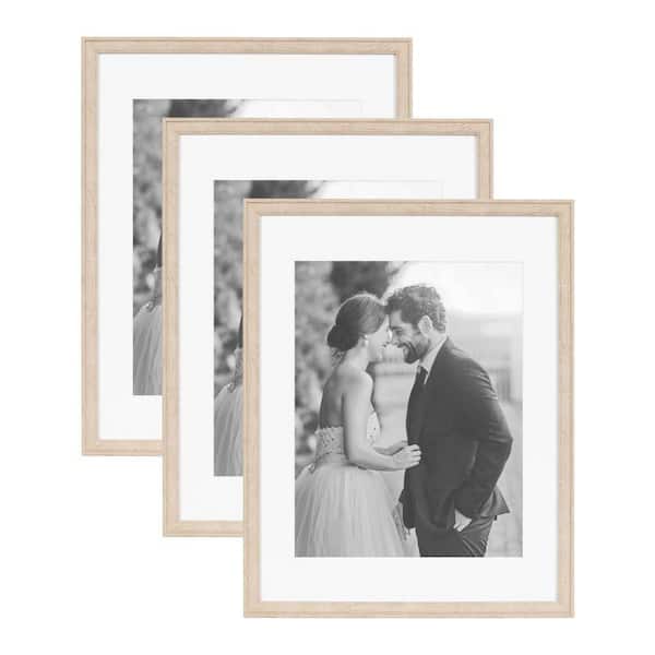 Kate and Laurel Adlynn 14 in. x 18 in. Natural Picture Frame (Set of 3)