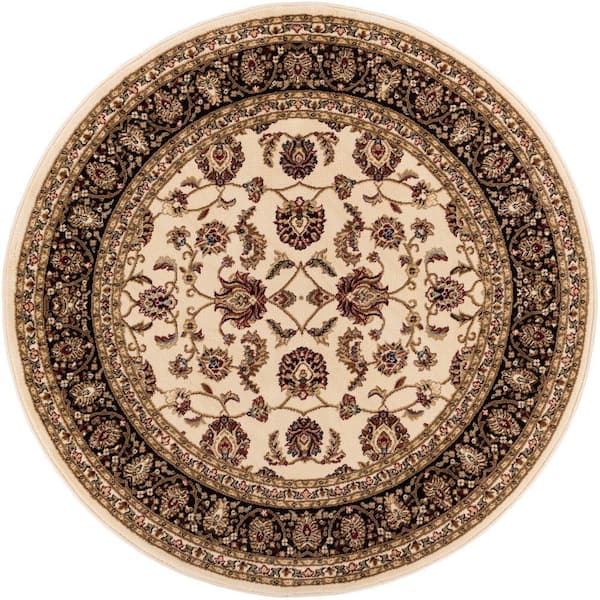 Barclay Sarouk Ivory 5 ft. Traditional Floral Round Area Rug