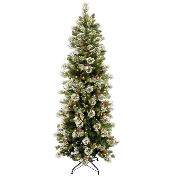 National Tree Company 7-1/2 ft. Wintry Pine Slim Hinged Artificial Christmas Tree with 400 Clear Lights