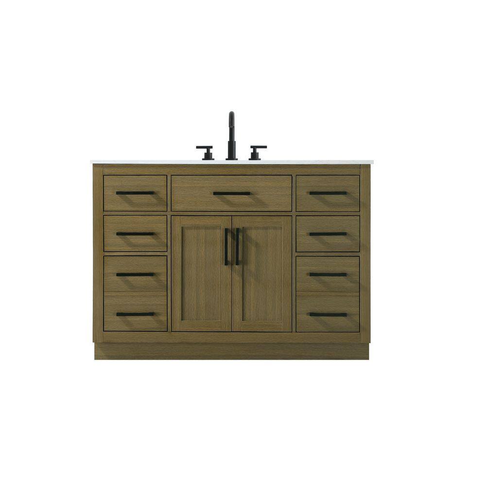 48 in. Single Sink Chestnut Brown Bath Vanity with White Engineered Marble Top price history on PriceWatchPro