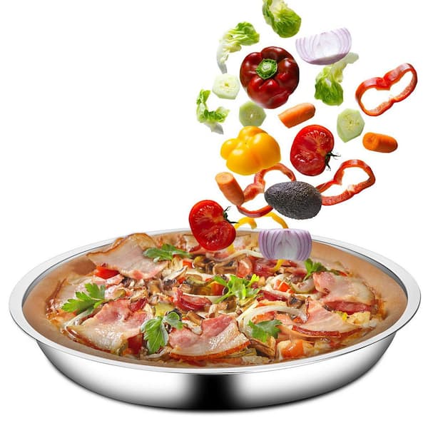 4-Pack Stainless-Steel Deep-Dish Pizza Pan Set Round Baking Tray for Oven Pie Cookie Cake Dishwasher Safe