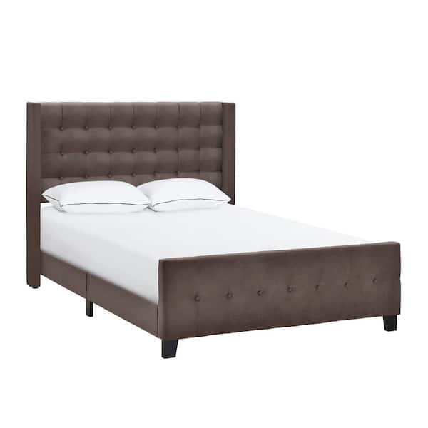 HMidea Modern Wing Mink Brown King Panel Bed
