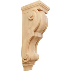 8 in. x 6-1/2 in. x 22 in. Unfinished Wood Red Oak Small Jumbo Traditional Corbel