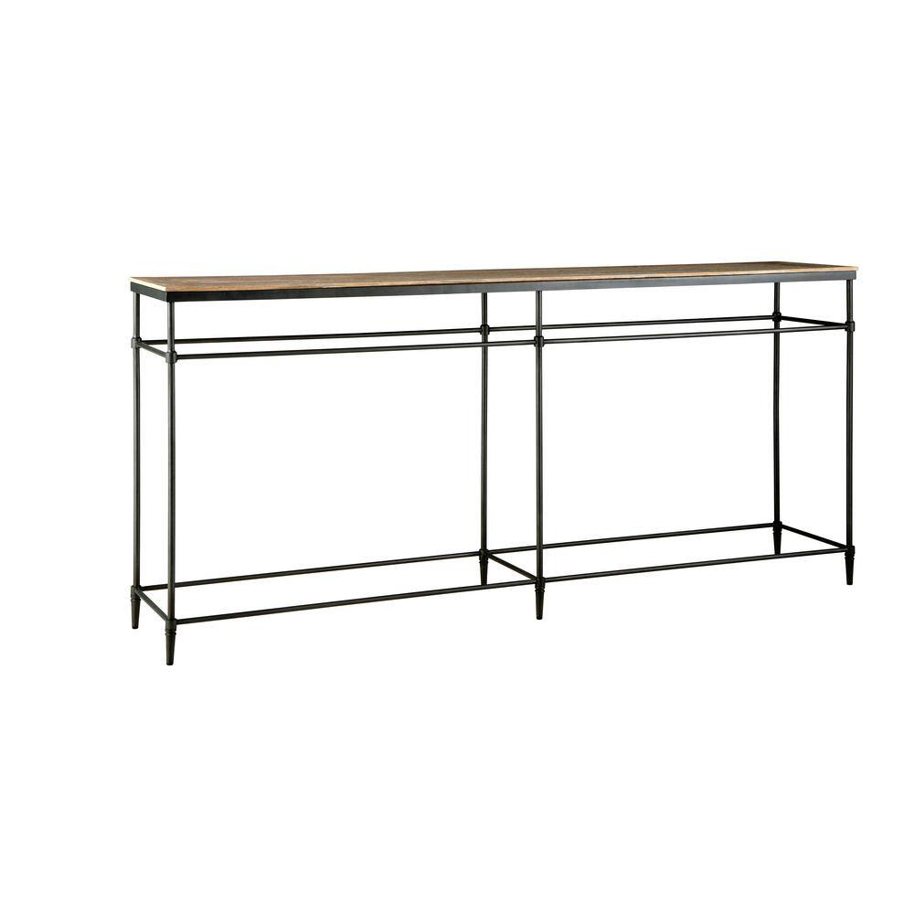 Stanton 74 in. Mango Rectangle Solid Wood Sofa Console Table with Metal Leg