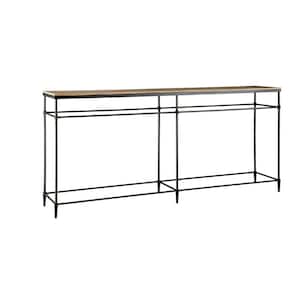 Stanton 74 in. Mango Rectangle Solid Wood Sofa Console Table with Metal Legs