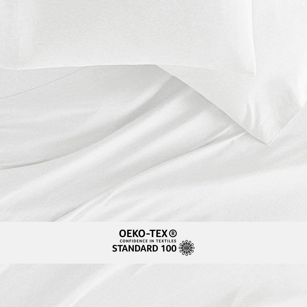 Twin White Cotton Jersey Deep Pocket Sheet Set