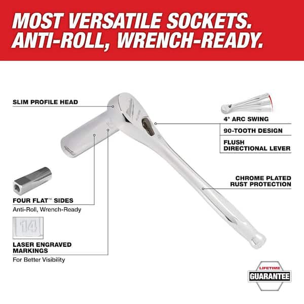 Milwaukee - 1/2 in. Drive SAE/Metric Ratchet and Socket Mechanics Tool Set (47-Piece)