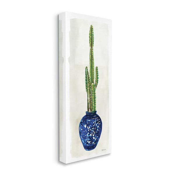 Stupell Industries "Indoor Succulent Still Life Tall Cactus" by Stellar Design Studio Unframed Nature Canvas Wall Art Print 10 in. x 24 in.