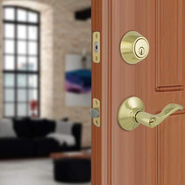 Naples Polished Brass Combo Pack with Single Cylinder Deadbolt