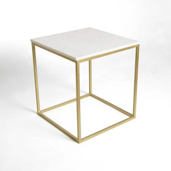 Best Home Fashion Marble White Square Accent Table