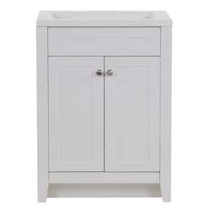 Lilley 24 in. W x 19 in. D x 33 in. H Single Sink Freestanding Bath Vanity in White with White Cultured Marble Top