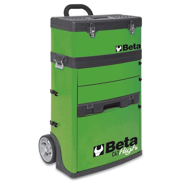 Beta 21 in. Utility Cart with 3 Slide-Out Drawers and Removable Top Box with Carry Handle in Green