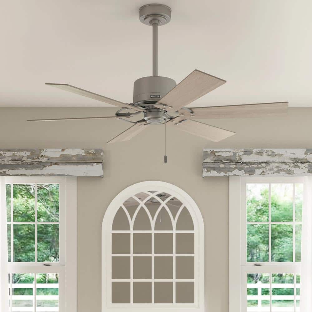 真作/木内克/飛天/天女図/扇面/桐共箱付/布袋屋掛軸HE-605 Hunter Gilrock 52 in. Indoor Matte Silver Ceiling Fan For Bedrooms