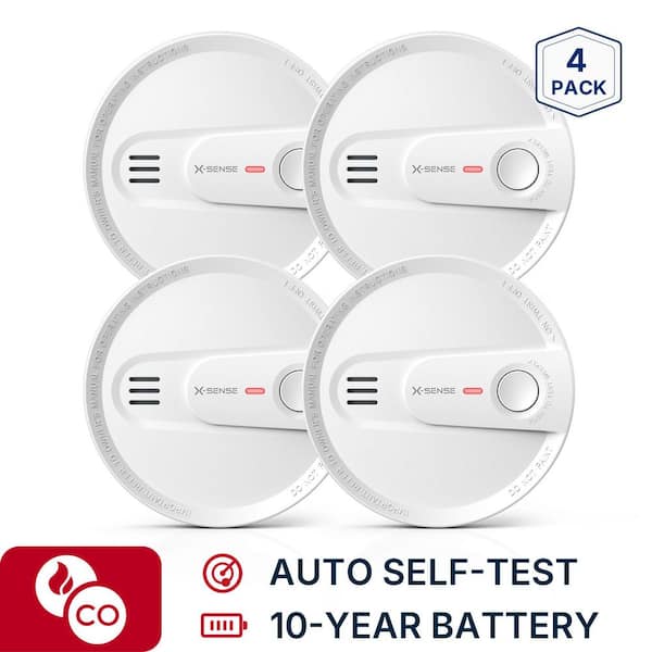 10-Year Battery Smoke Detector with Photoelectric Sensor and LED Warning Light 4-Pack SD21