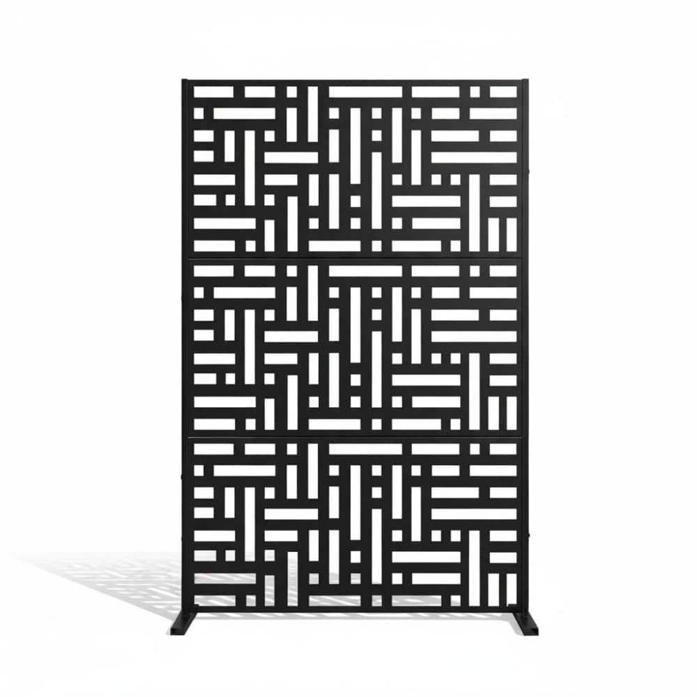Freestanding Privacy Screen Panel for Garden, Balcony Black Metal Modern Decorative Fence - 198x122 cm - Weatherproof price history on PriceWatchPro