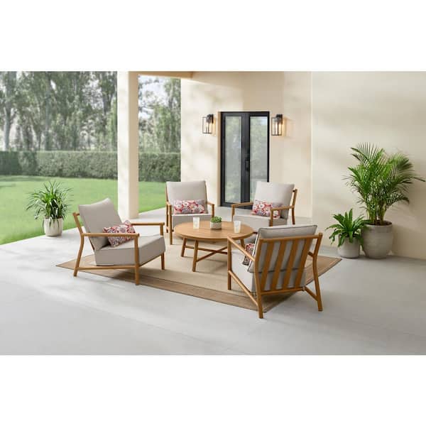 Hampton Bay Ashbourne 5-Piece Metal Patio Conversation Set with