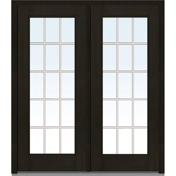 MMI Door 64 in. x 80 in. Tan Internal Grilles Right-Hand Inswing Full Lite Clear Stained Fiberglass Oak Prehung Front Door