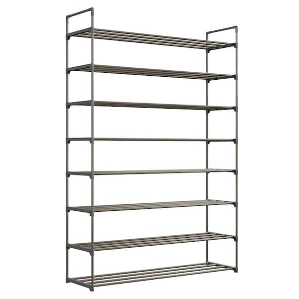 60.6 H 48-Pair 8-Tier Gray Plastic Shoe Rack