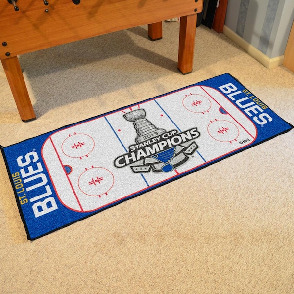 St. Louis Blues 2019 Stanley Cup Champions White 2.5 ft. x 6 ft. Rink Runner Rug