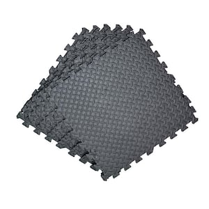 Black 24 in. W x 24 in. L x 0.47 in. Thick EVA Interlocking Foam Floor Mat Exercise Flooring 6 Tiles\Case 24 sq. ft.