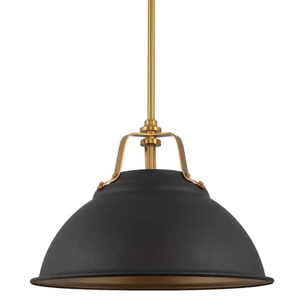 Kira Home Cabot 60-Watt 3-Light Sandblasted Black Modern Farmhouse Pendant Light with Sandblasted Black Shade, No Bulb Included