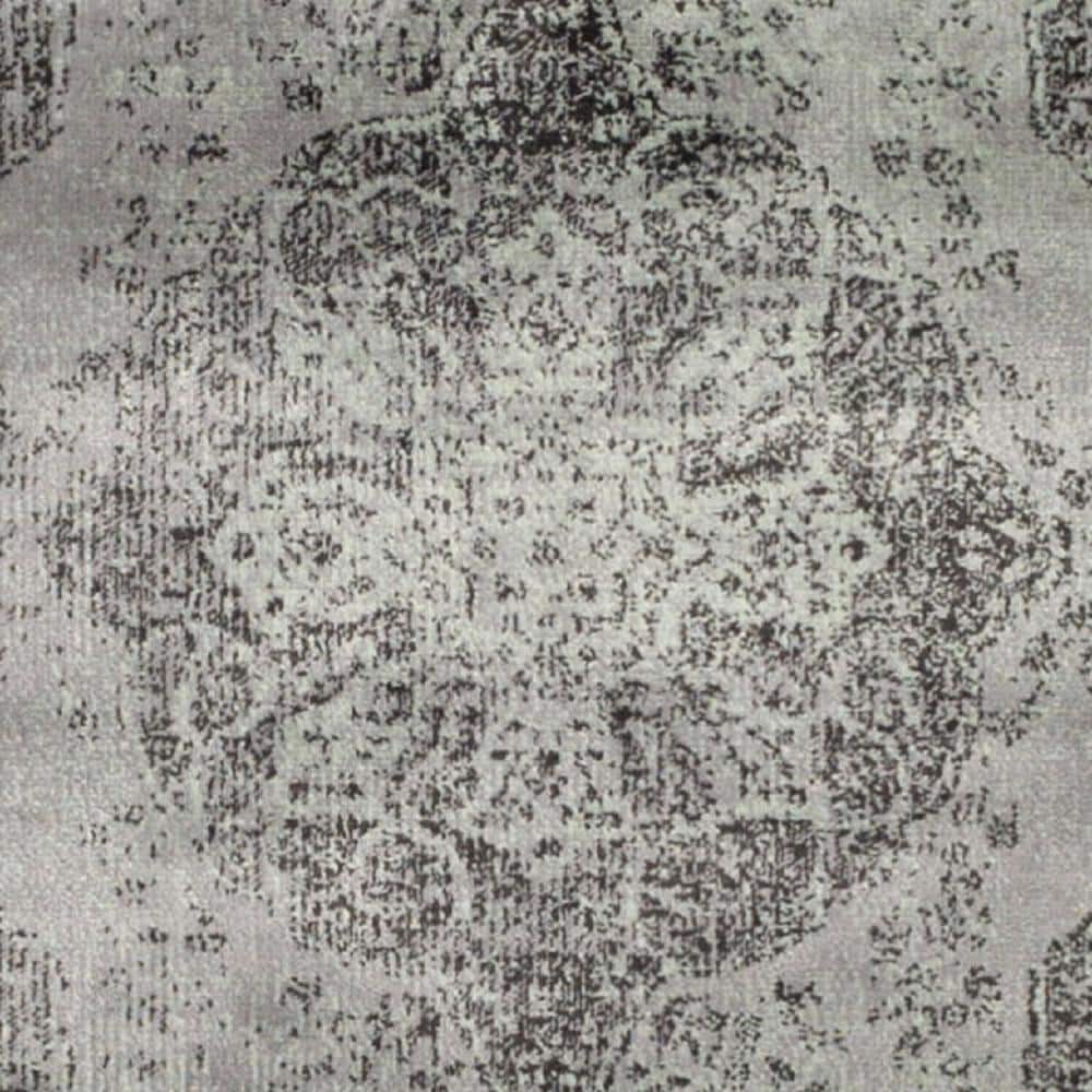 Vintage Gray and Multi Floral Viscose Runner Rug, 2'2" x 16'