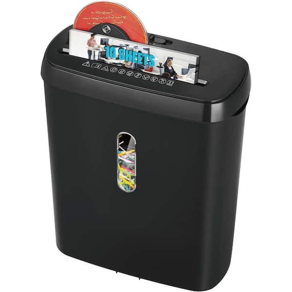 Unbranded 10-Sheet Strip Cut Home Office Paper Shredder with Jam Proof System, 3.17 gal. Basket Shreds CD and Credit in Black