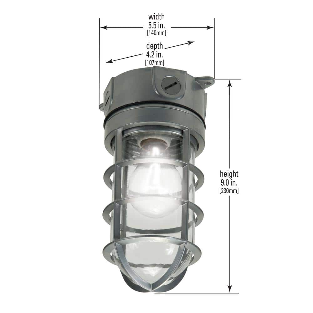 Gray 100W Incandescent Vapor Tight Flood Light