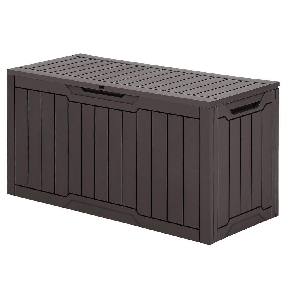 80 Gal. Large Dark Brown Resin Deck Box Water Resistant with Lockable Lid