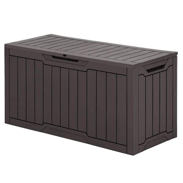 80 Gal. Large Dark Brown Resin Deck Box Water Resistant with Lockable Lid