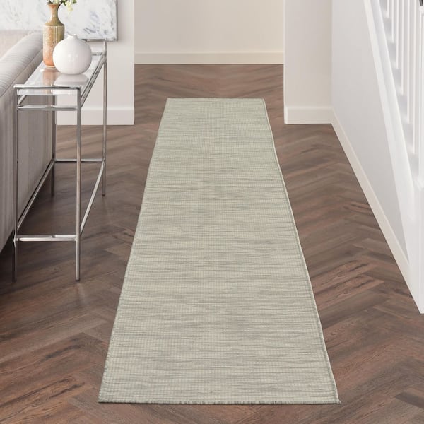 Positano Gray 2 ft. x 10 ft. Kitchen Runner Solid Modern Indoor/Outdoor Patio Area Rug