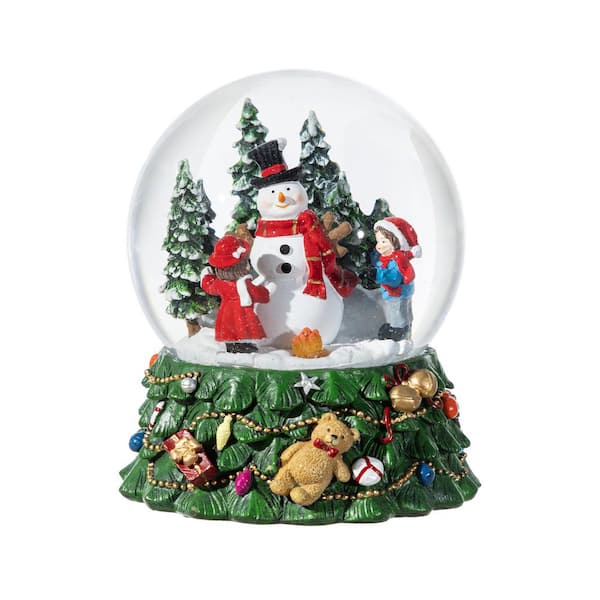 7.75 in. H Christmas Resin Lighted Musical  Snowflakes Snowman Waterglobe