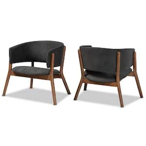 Baron Dark Grey and Walnut Brown Accent Chair (Set of 2)