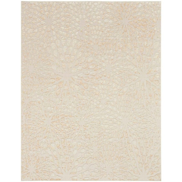 Nourison Ambiance Ivory Gold 8 ft. x 10 ft. Abstract Contemporary Area Rug