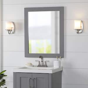 26 in. W x 31 in. H Rectangular Tri Fold Wood Framed Wall Bathroom Vanity Mirror in Sterling Gray