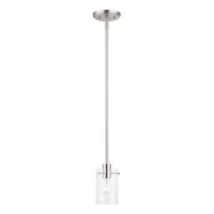 Munich 1-Light Brushed Nickel Mini Pendant with Clear Glass Shade