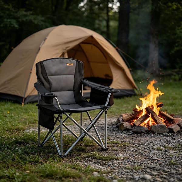 Black Stainless Steel Folding Lawn Chair, Portable Heavy Duty