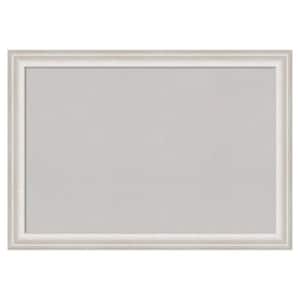Trio Whitewash Silver Framed Grey Corkboard 40 in. x 28 in. Bulletin Board Memo Board