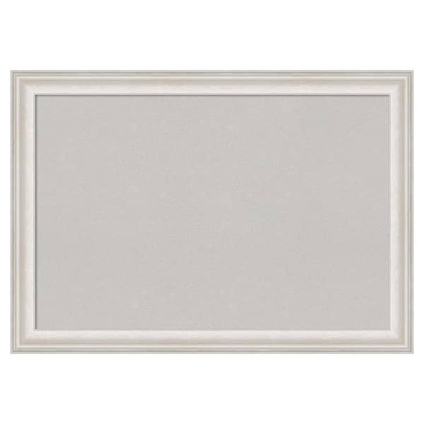 Amanti Art Trio Whitewash Silver Framed Grey Corkboard 40 in. x 28 in. Bulletin Board Memo Board