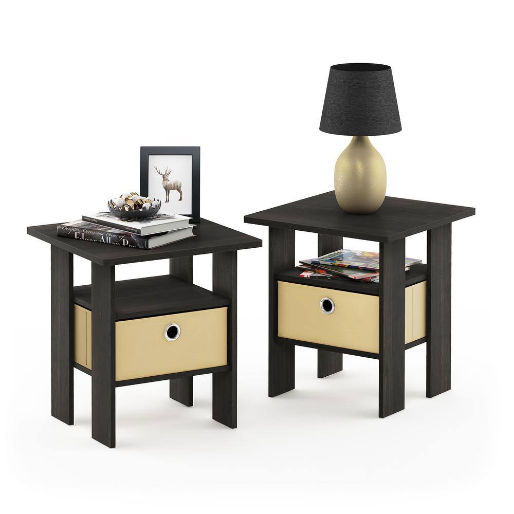 Espresso Engineered Wood Contemporary End Table with Drawer