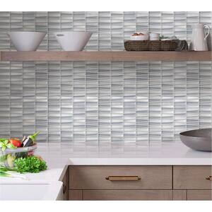 White Blue 12 in. x 12.9 in. Triangle Polished and Matte Finished Glass Mosaic Tile (5.38 sq. ft./Case)