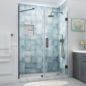 Belmore XL 60.25 - 61.25 in. W x 80 in. H Frameless Hinged Shower Door with Clear StarCast Glass in Matte Black
