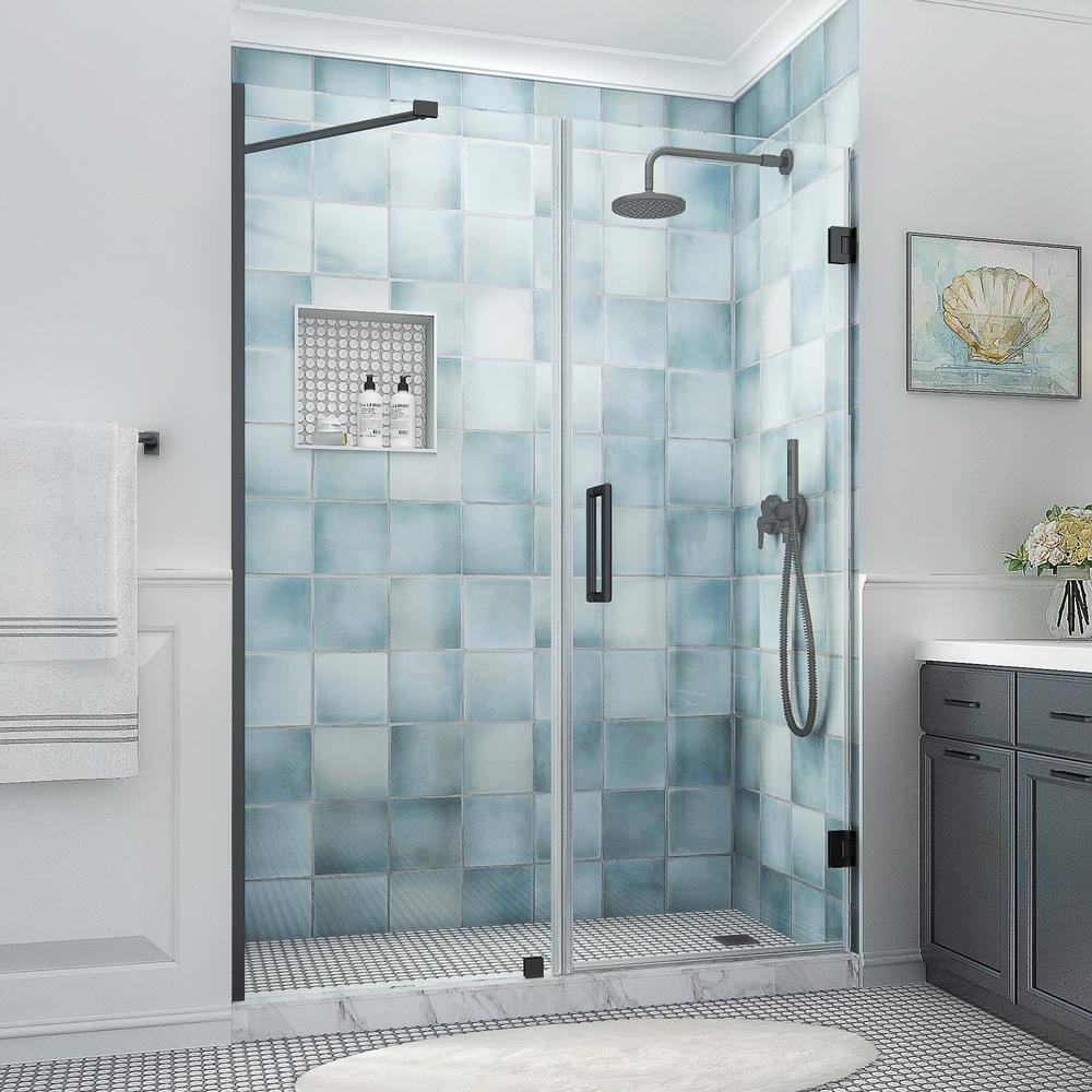 Belmore XL 66.25 - 67.25 in. W x 80 in. H Frameless Hinged Shower Door with Clear StarCast Glass in Matte Black price history on PriceWatchPro