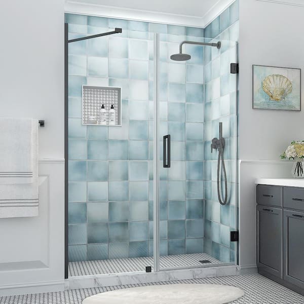 Aston Belmore XL 67.25 - 68.25 in. W x 80 in. H Frameless Hinged Shower Door with Clear StarCast Glass in Matte Black