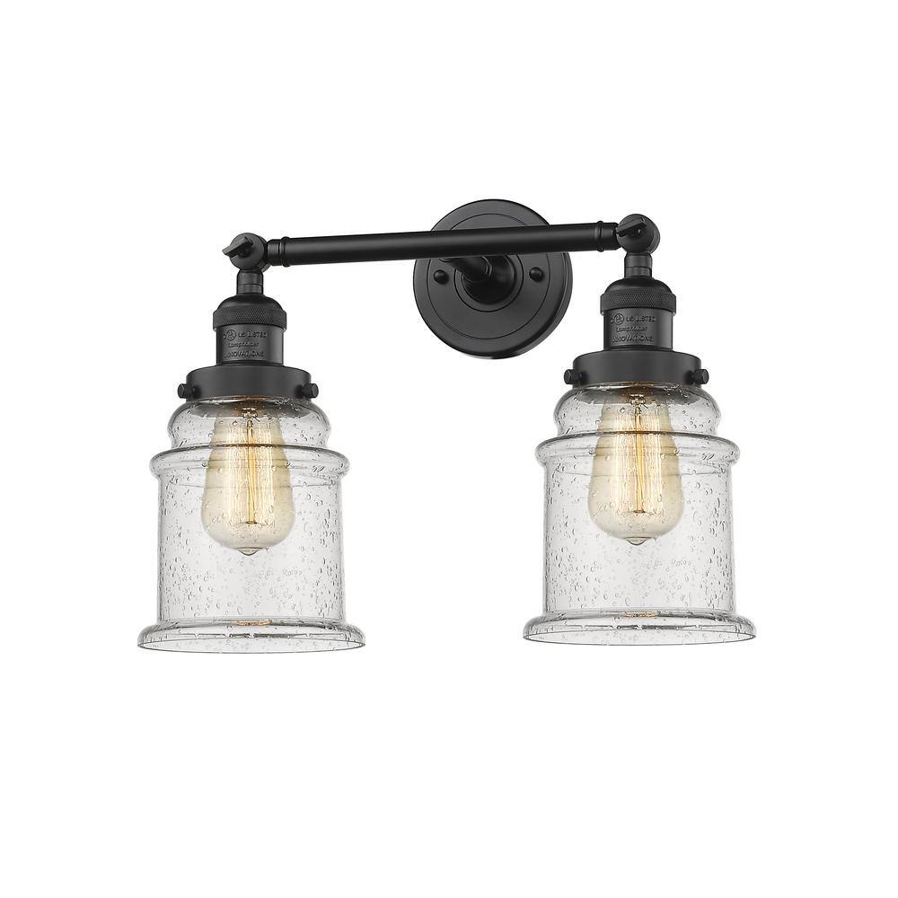 Canton 16.5 in. 2-Light Matte Black Vanity Light with Seedy Glass Shade price history on PriceWatchPro