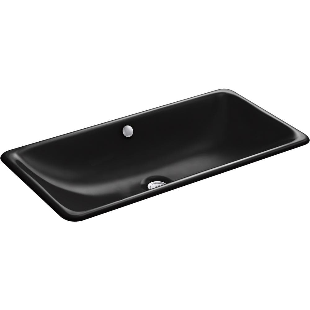 KOHLER Iron Plains 30 in. Drop-In Bathroom Sink in Black Black K-20212 ...
