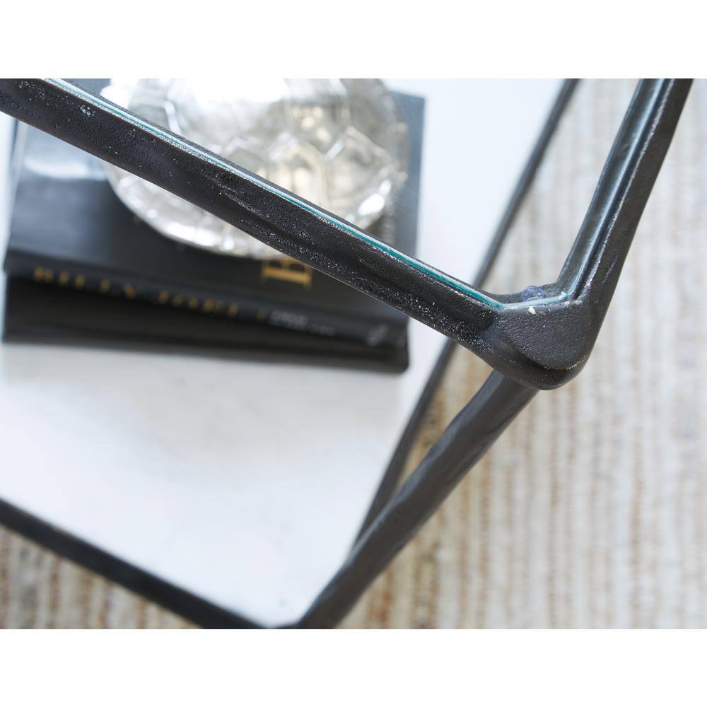 Ryandale 20.75'' Square Gray Metal and Glass Accent Table